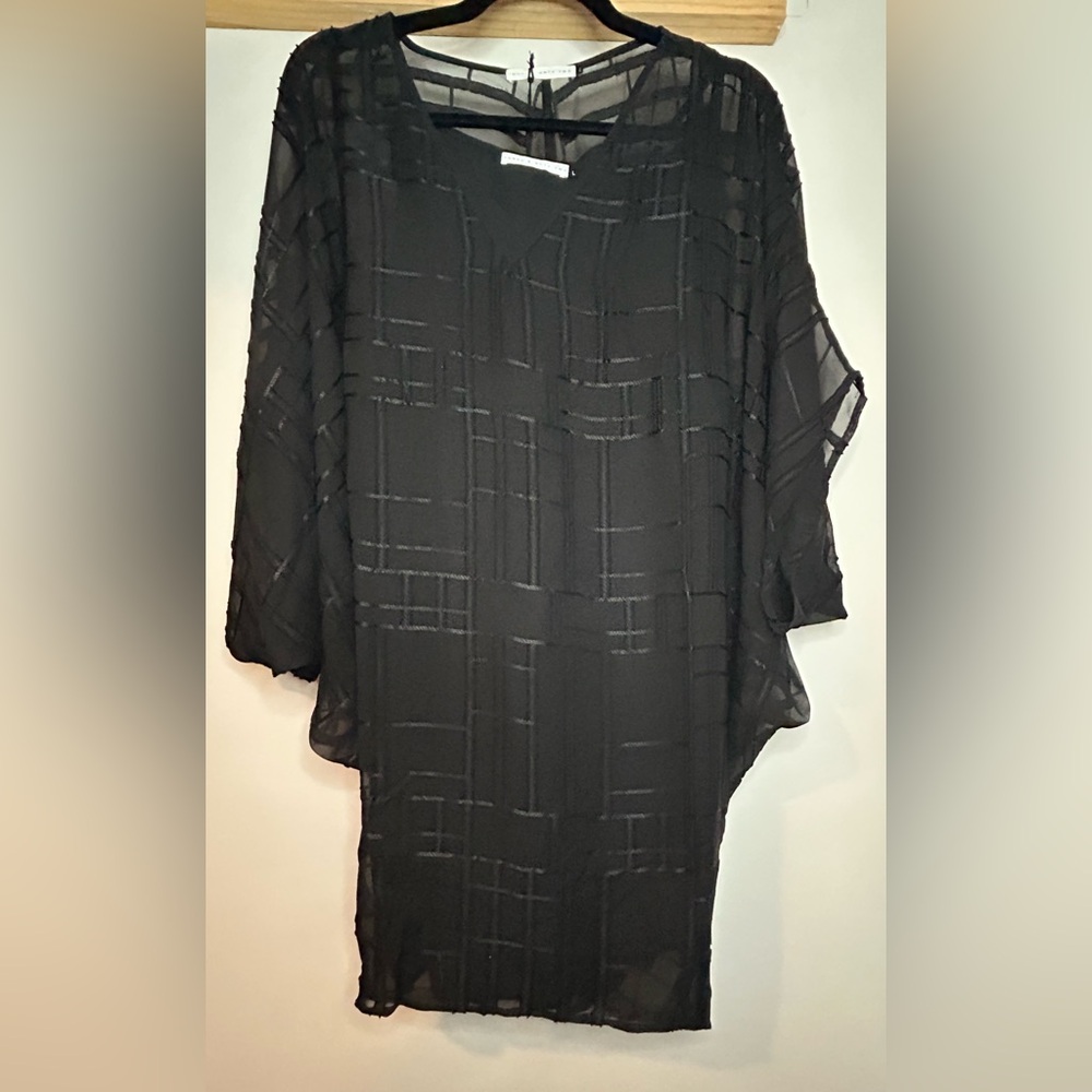 NWT THREE EIGHTY TWO SHEER BLACK TWO PIECE MINI DRESS SIZE LARGE